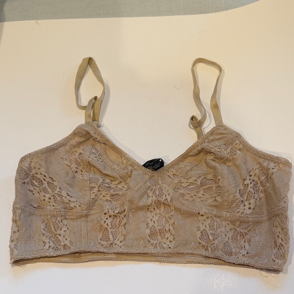 Honey Punch Tan Lace Bralette Size Large